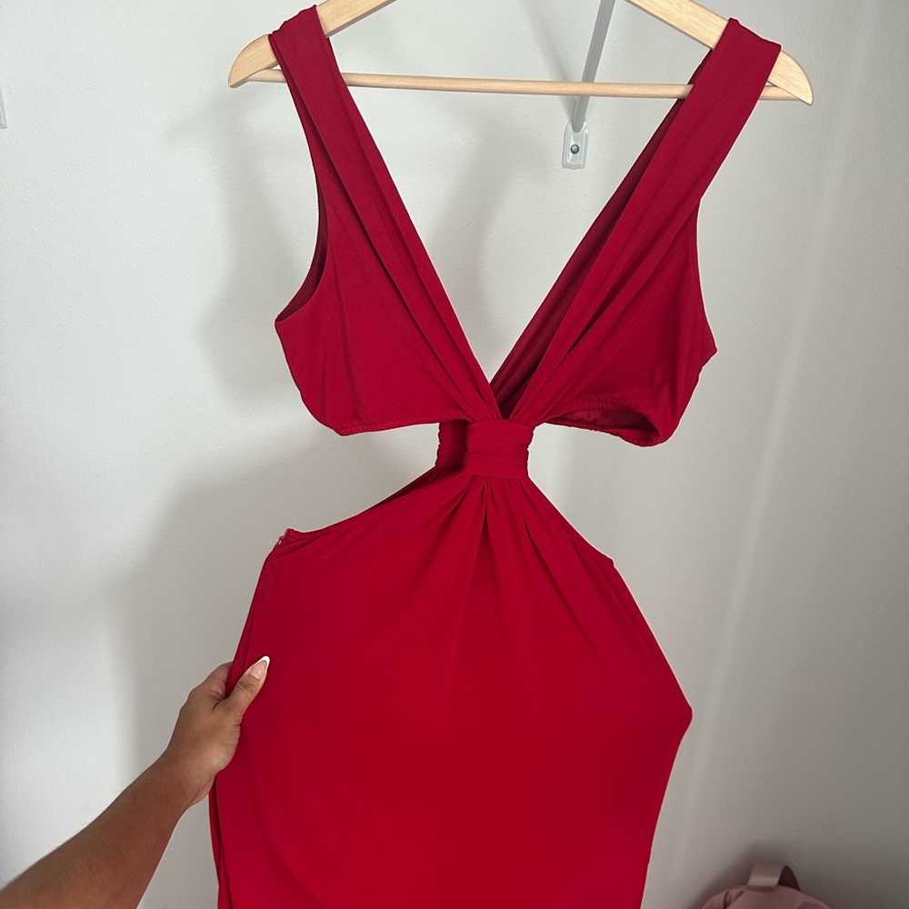 Kittenish Bold Red Backless Dress